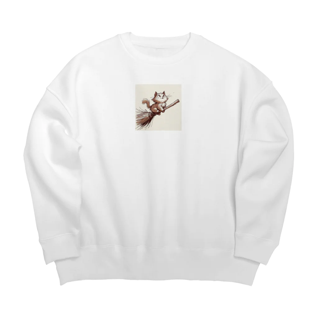 R Uの風切る冒険猫 Big Crew Neck Sweatshirt