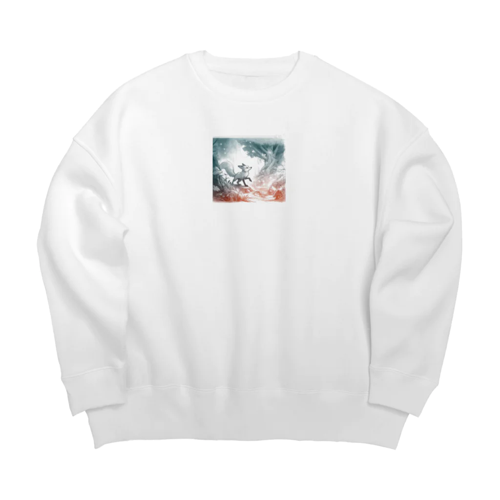 R Uの狐の冒険：魔法の森 Big Crew Neck Sweatshirt