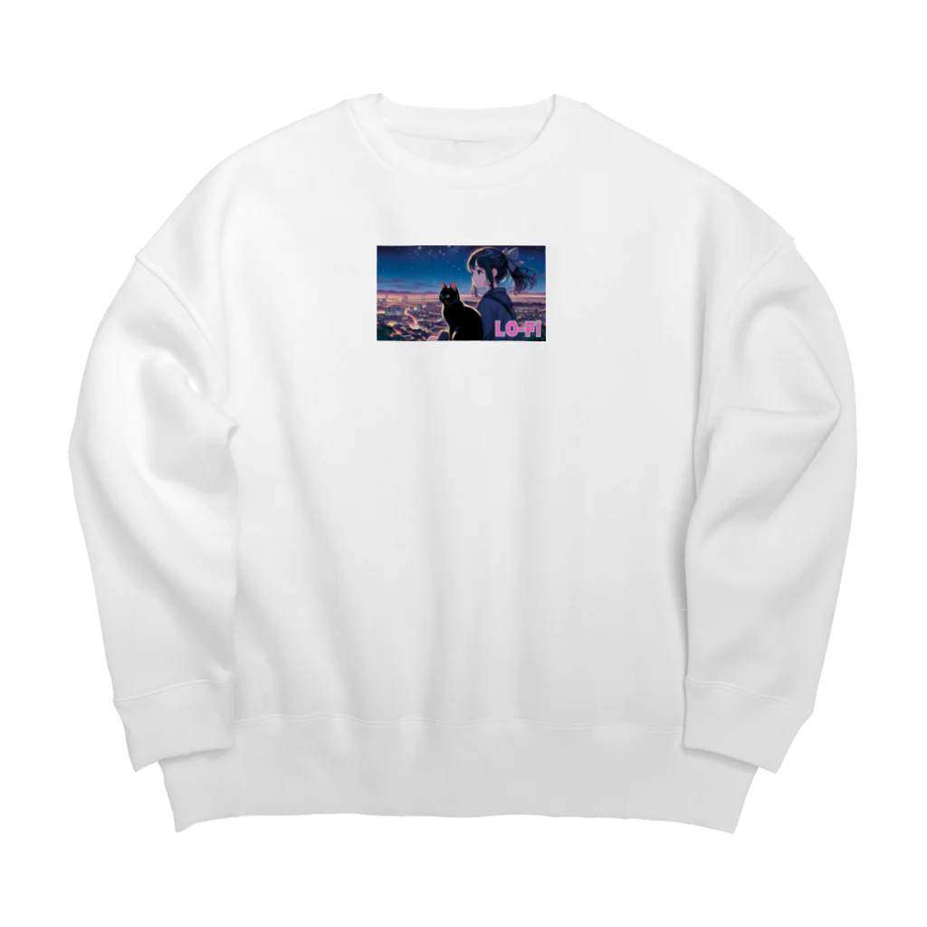 Mia-Alto_Adventure_Storeの時空の旅猫アルトとミアの夜景物語 Big Crew Neck Sweatshirt