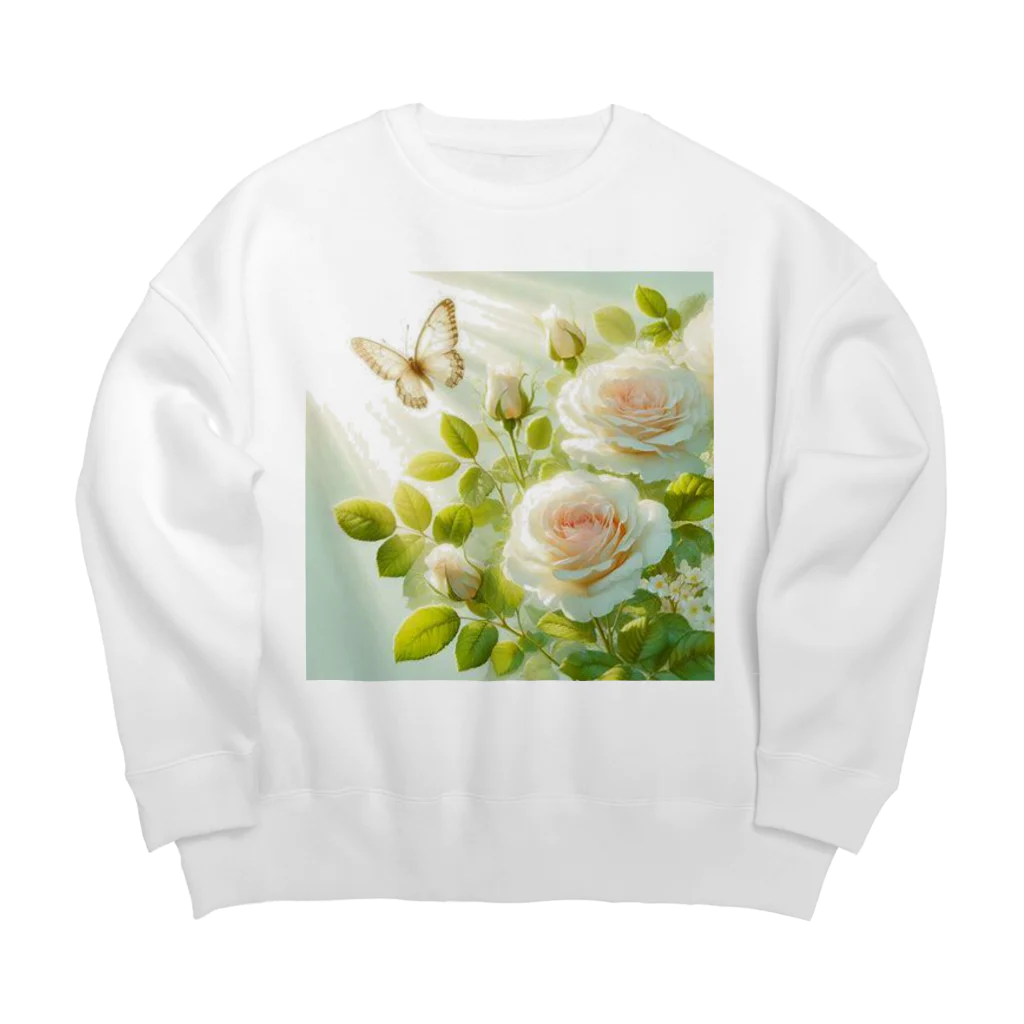 Rパンダ屋の「白薔薇」グッズ Big Crew Neck Sweatshirt