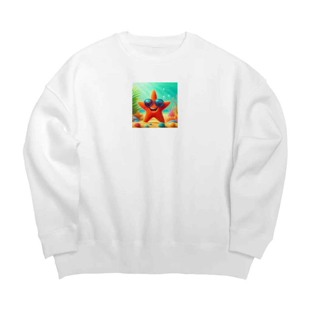 KIglassesのサングラスをかけたハッピーなヒトデ - 海の陽気な仲間！ Big Crew Neck Sweatshirt