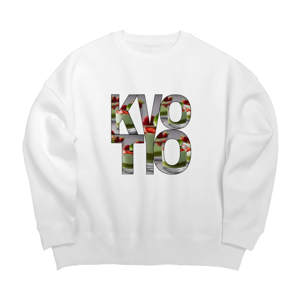 sarasaraのKYOTO ロゴ 抹茶スイーツ柄切り抜き Big Crew Neck Sweatshirt