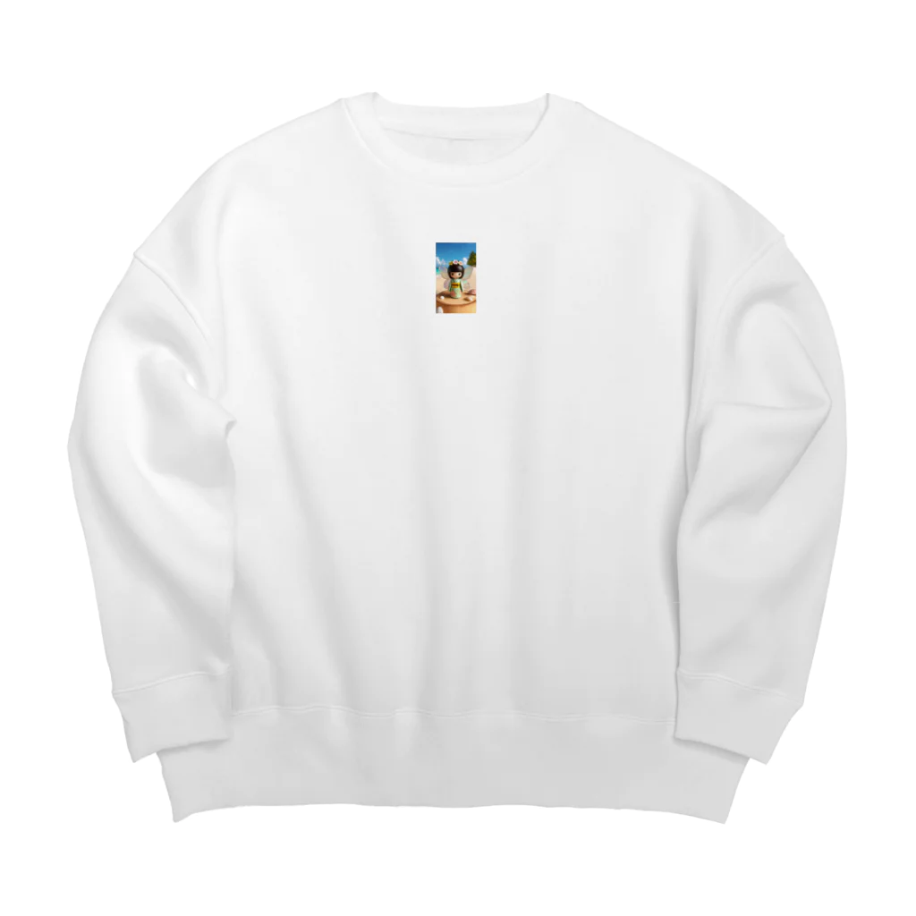 ぷぷオレンジの海の妖精こけしちゃん Big Crew Neck Sweatshirt