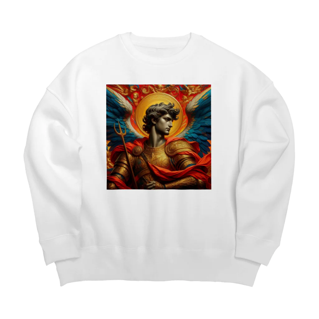 BabylonChannel 🎨 ✝️ ❤️‍🔥の大天使　ミカエル　ルネサンス Big Crew Neck Sweatshirt