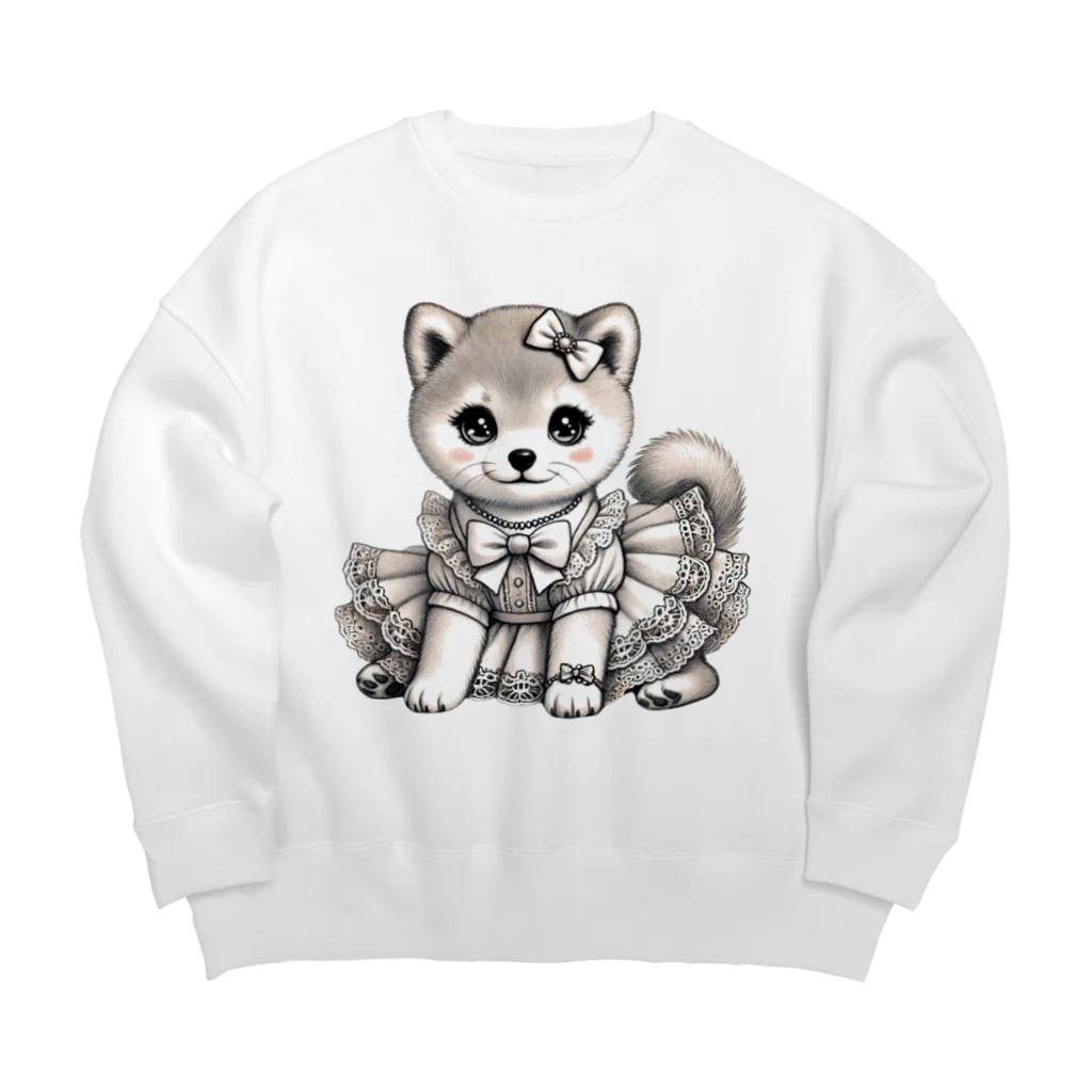 Snow-peaceのエレガントな子犬ドレス Big Crew Neck Sweatshirt