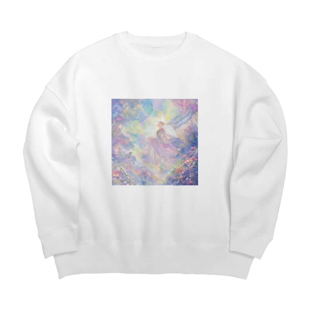 幻想世界の天使のリラクシング Big Crew Neck Sweatshirt