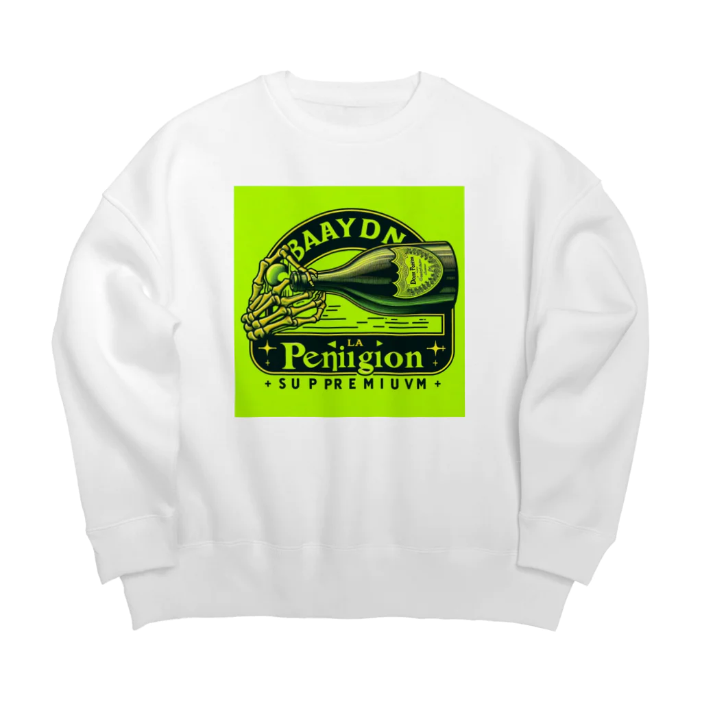 BABYLON  Channel　aiのドンペリ　骸骨　蛍光グリーン Big Crew Neck Sweatshirt