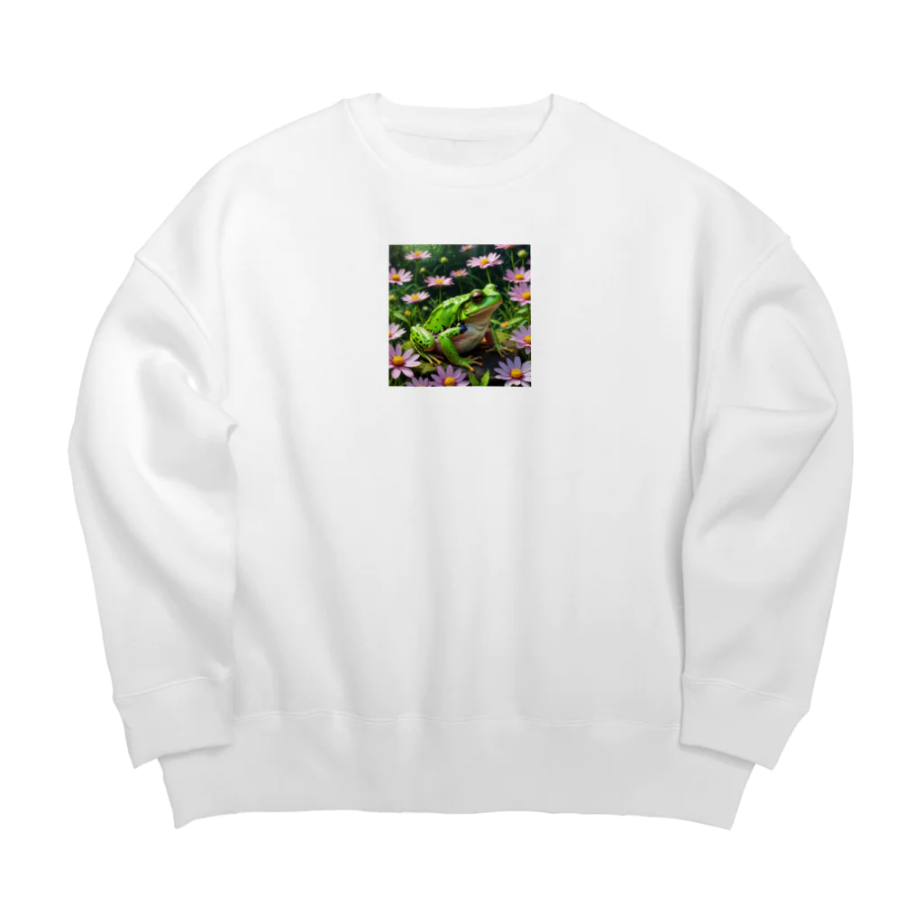 Sunbathingのコスモスの上で休憩するアマガエル Big Crew Neck Sweatshirt