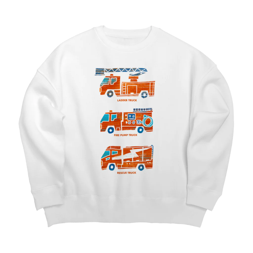 watasackの消防車（はしご車、ポンプ車、レスキュー車） Big Crew Neck Sweatshirt