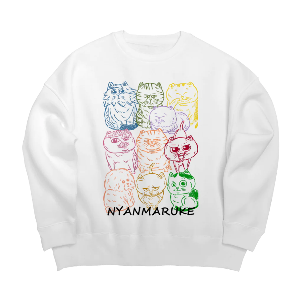 にゃんまるけのカラフルまるけ Big Crew Neck Sweatshirt