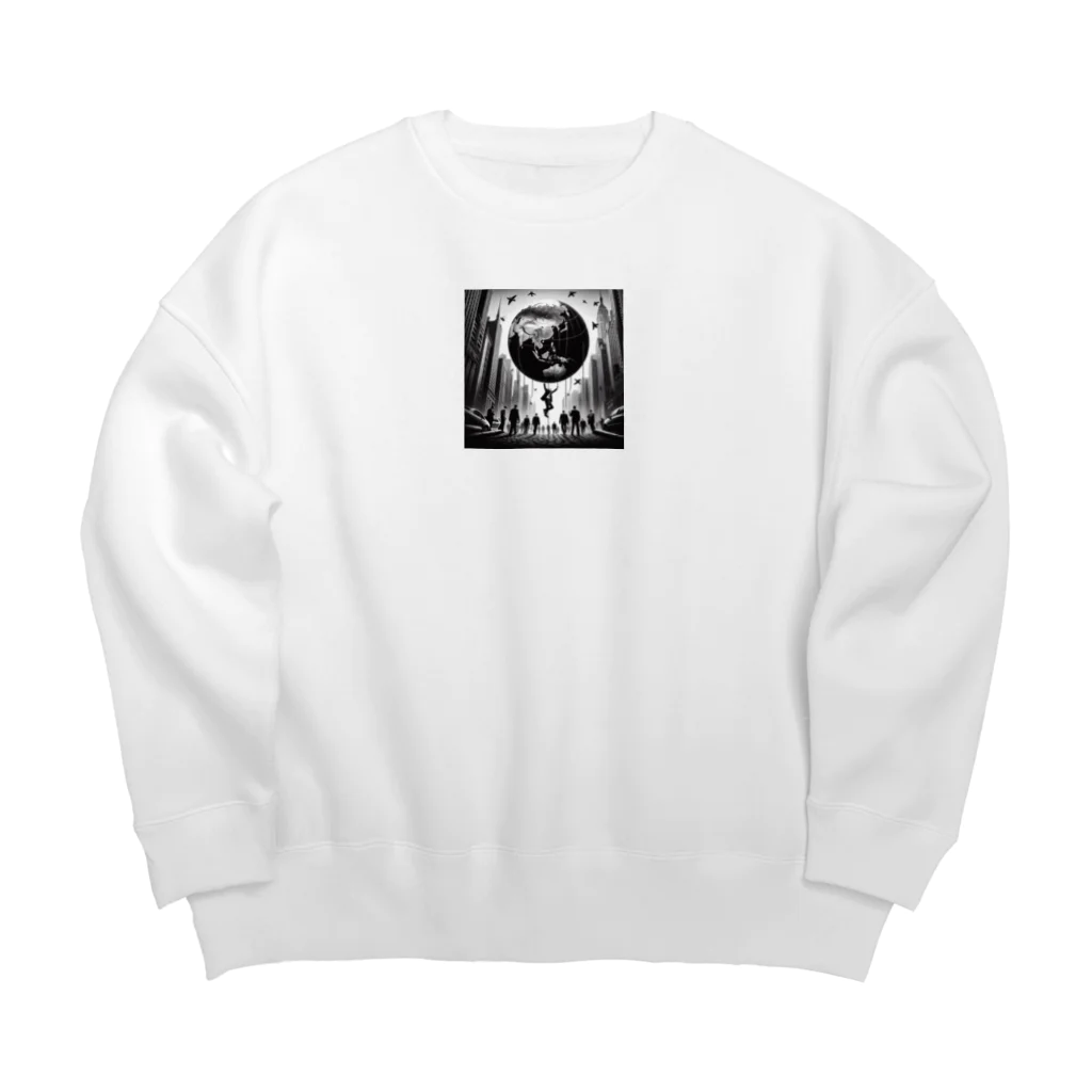 葵花色 mob the Worldのmob the world item Big Crew Neck Sweatshirt