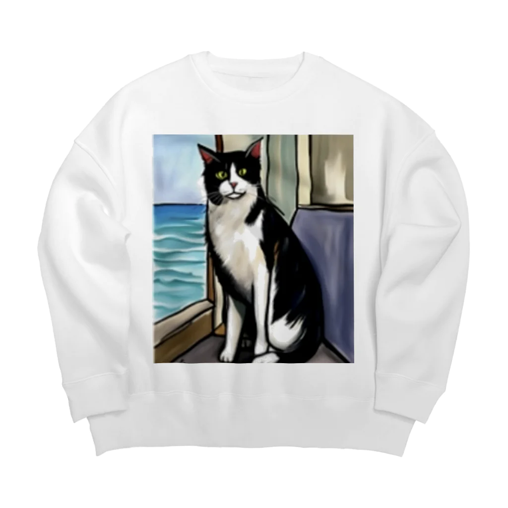 Ppit8の旅する猫 Big Crew Neck Sweatshirt