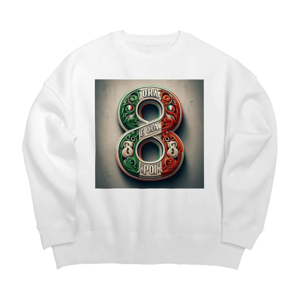 BabylonChannel 🎨 ✝️ ❤️‍🔥のイタリア国旗🇮🇹  数字の8 エイト Big Crew Neck Sweatshirt