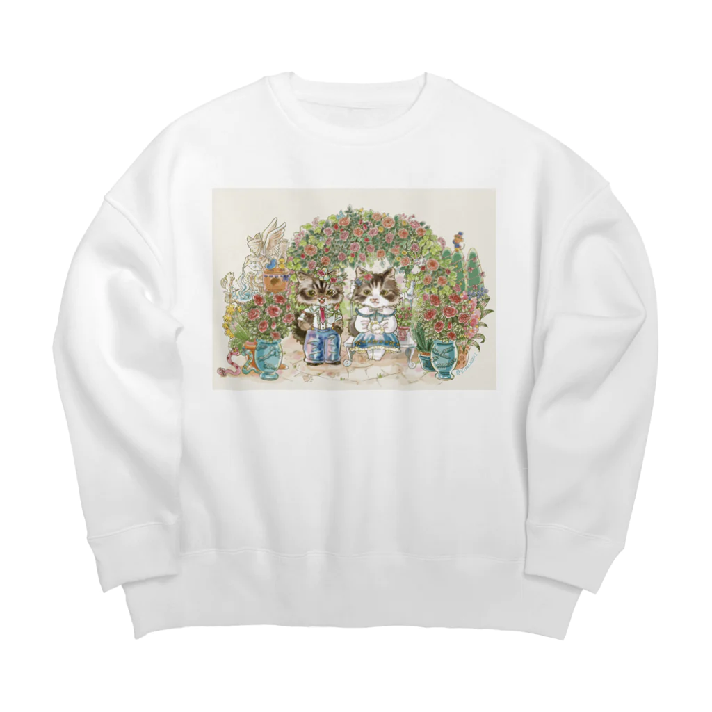 猫のきぬくんのお店の安寿ちゃんと弥勒くん Big Crew Neck Sweatshirt