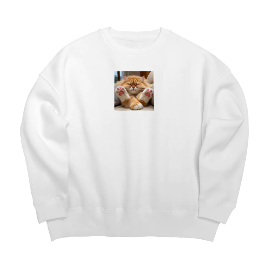 癒しのショップの愛あるニャンコ Big Crew Neck Sweatshirt