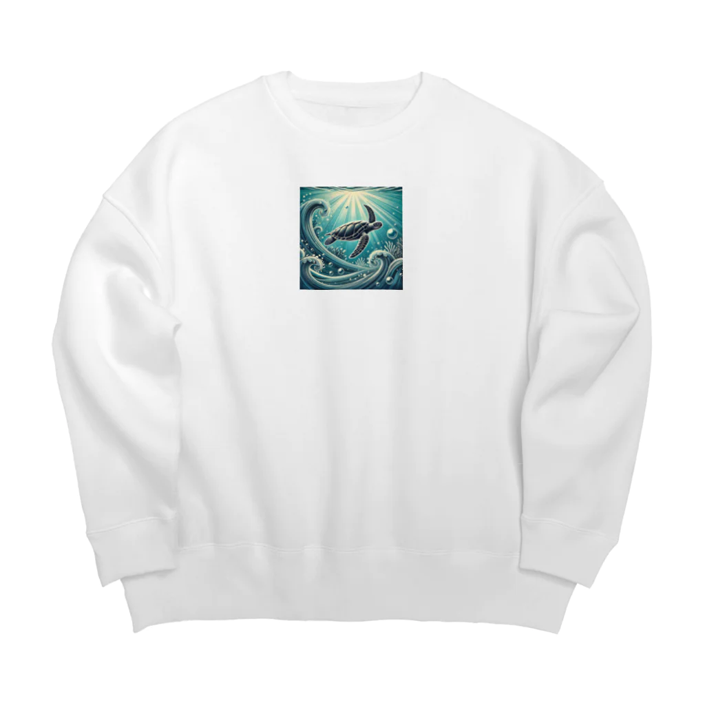 海の幸のウミガメと水流 Big Crew Neck Sweatshirt