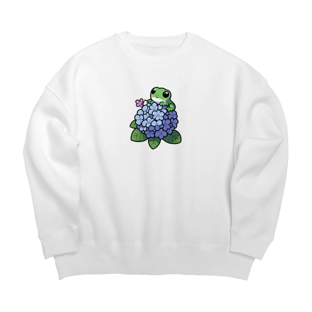 終わらない夢🌈のあじさいの花と🐸カエル君 Big Crew Neck Sweatshirt