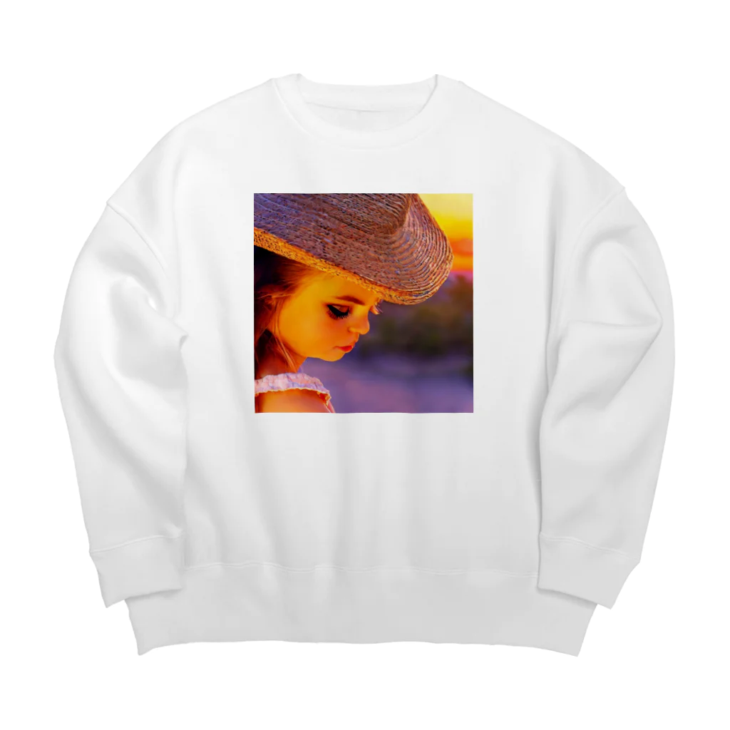 Natural Eleganceの麦わら帽子のクラシックガール Big Crew Neck Sweatshirt