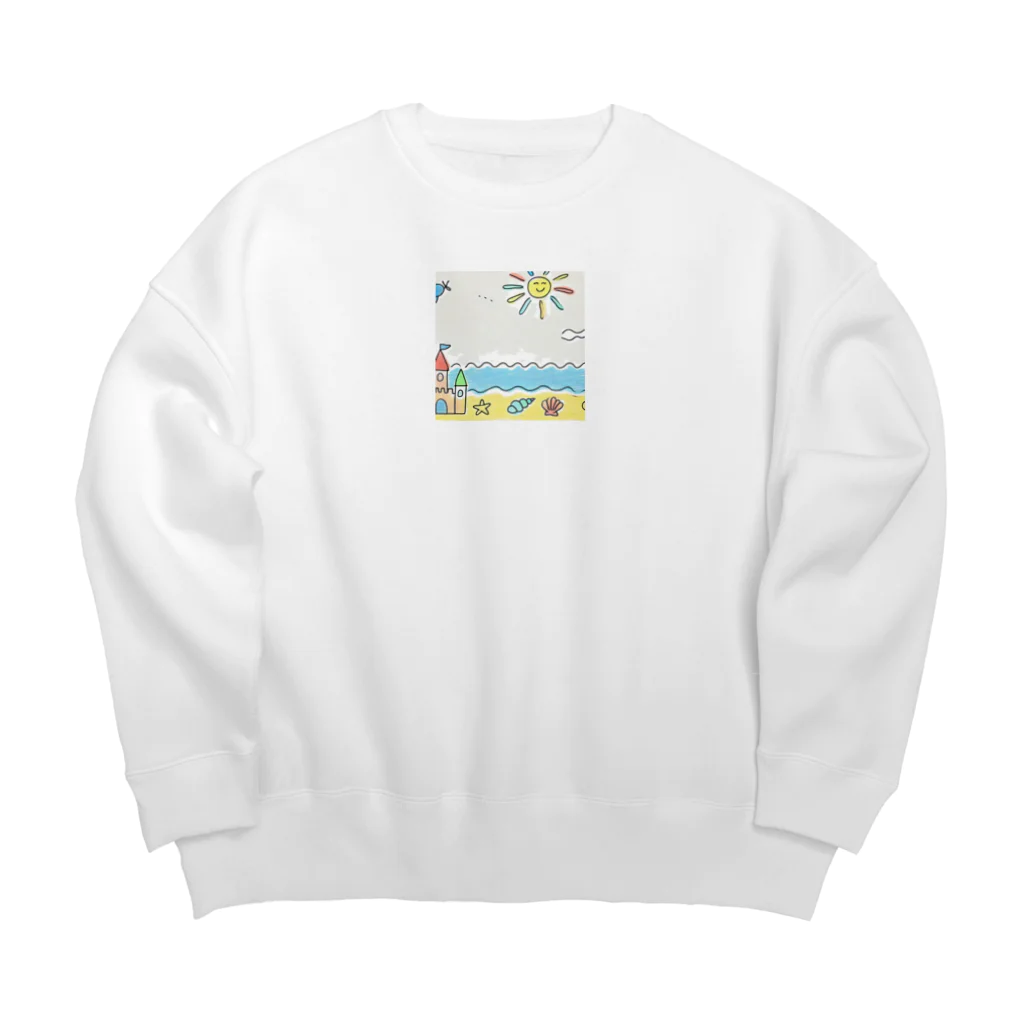 海の幸の小学生の描いた思い出のビーチ Big Crew Neck Sweatshirt