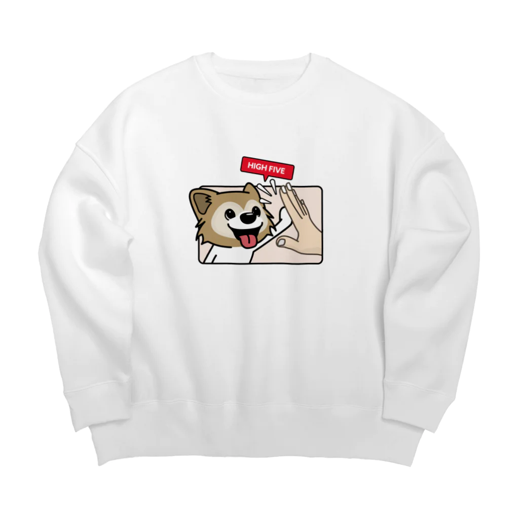 walkiesのハイタッチ！パピヨン Big Crew Neck Sweatshirt