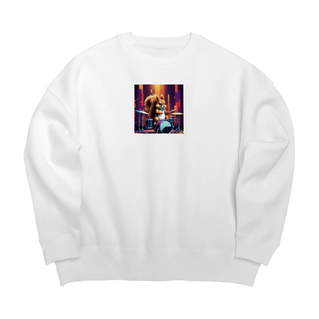 ミリススタイルのドラムを叩くシマリス Big Crew Neck Sweatshirt