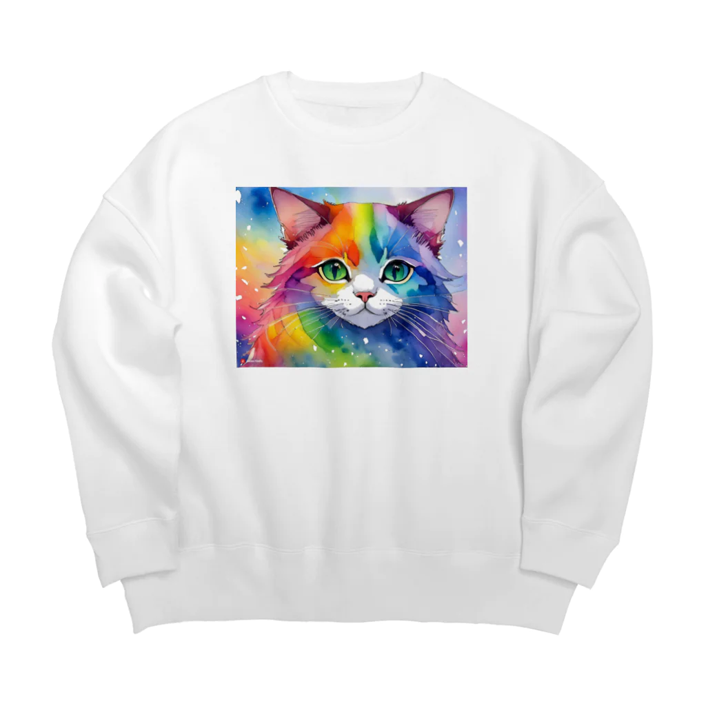 山田綾の虹色ネコちゃん Big Crew Neck Sweatshirt