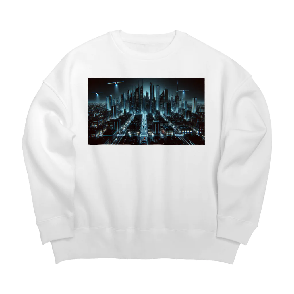 ETOWA_TOWAの未来都市の停電 Big Crew Neck Sweatshirt