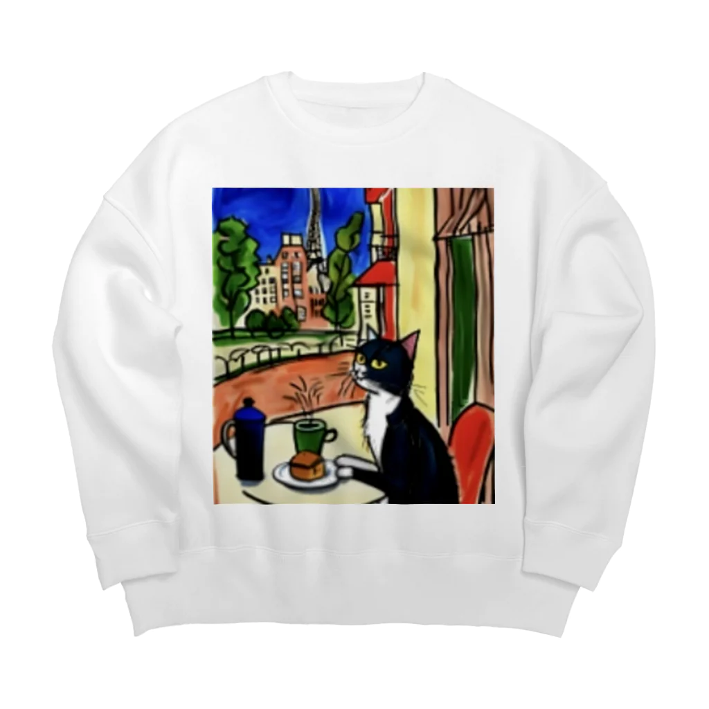 Ppit8のCat in Paris . Big Crew Neck Sweatshirt