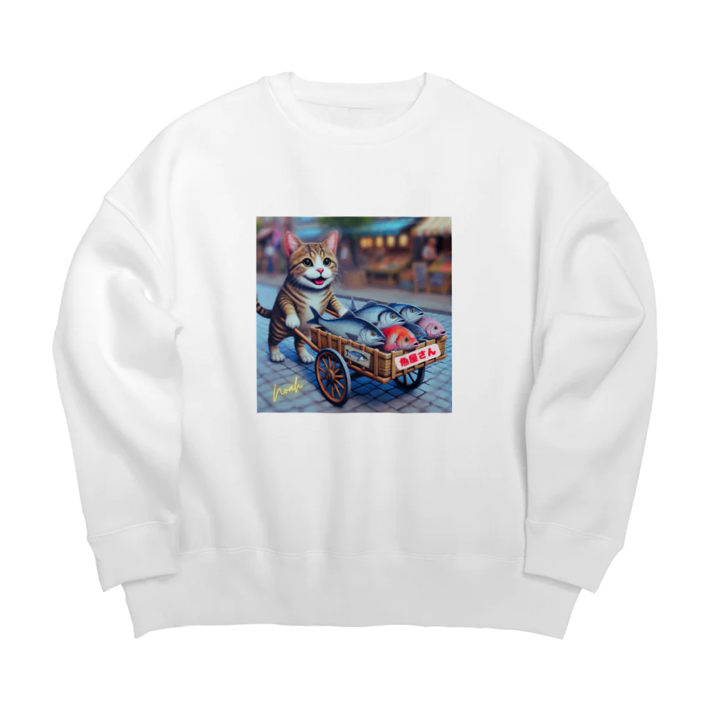 NaturalCanvasの猫の魚屋さん Big Crew Neck Sweatshirt