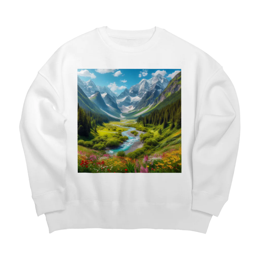 130Saitohの山間の風景 Big Crew Neck Sweatshirt