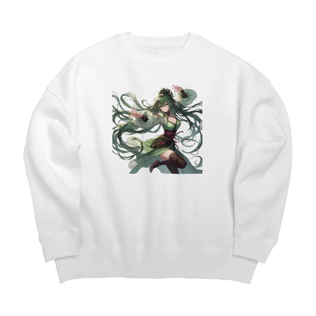 ryo-ishの碧の髪の少女 Big Crew Neck Sweatshirt