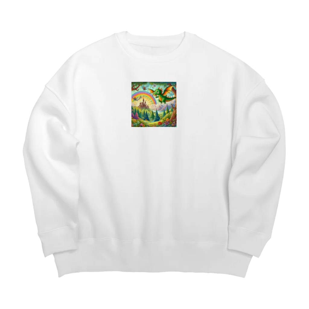 noiSutoaのかわいいにじ色の恐竜 Big Crew Neck Sweatshirt