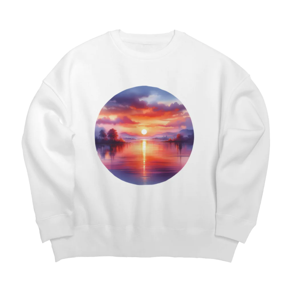 星川屋さんの夕暮れの湖 Big Crew Neck Sweatshirt