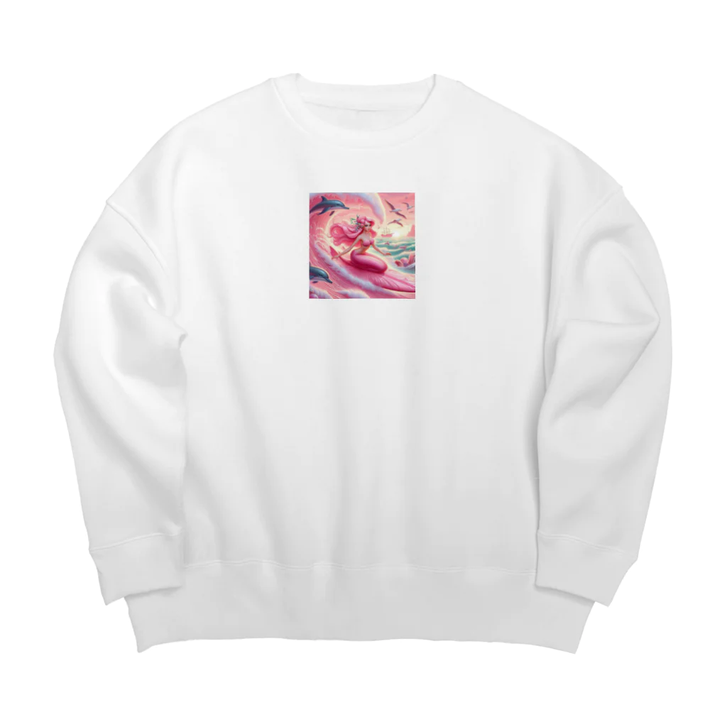 pinkgalmermaidのセクシーマーメイドサーフィン3 Big Crew Neck Sweatshirt