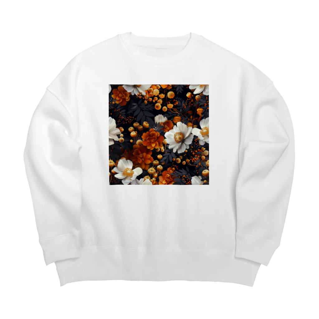 オンラインショップイエローリーフの綺麗な白と黄色い花 Big Crew Neck Sweatshirt