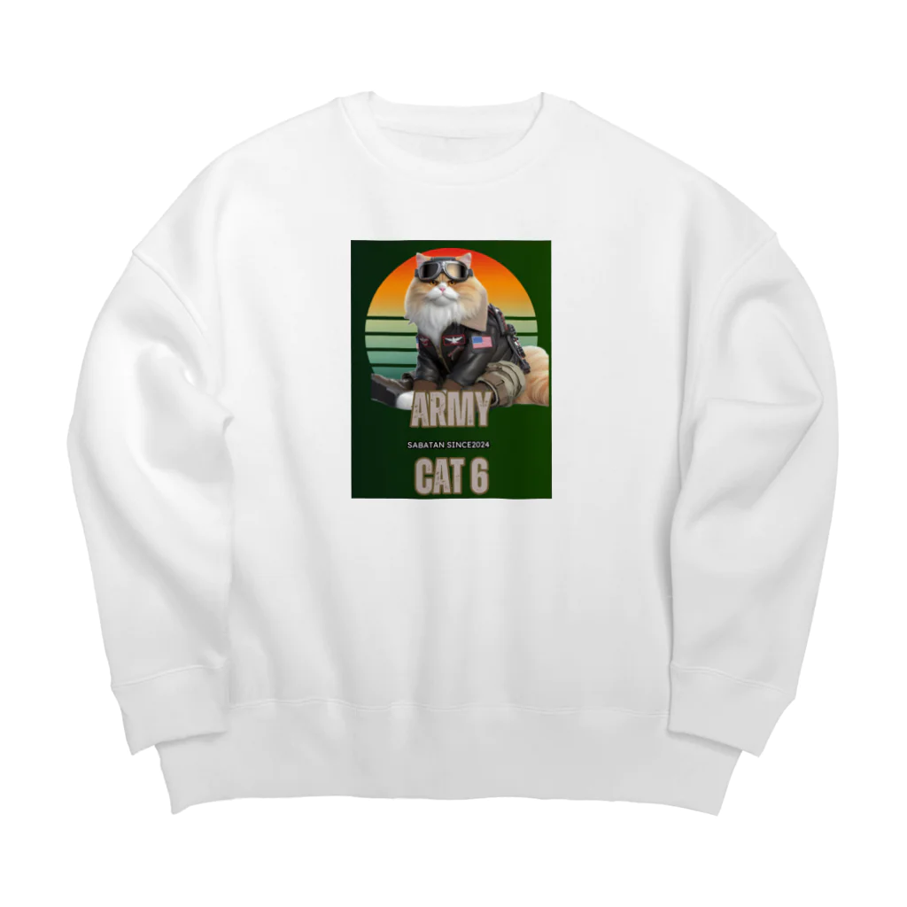 SaBATaNのアーミー猫6 Big Crew Neck Sweatshirt