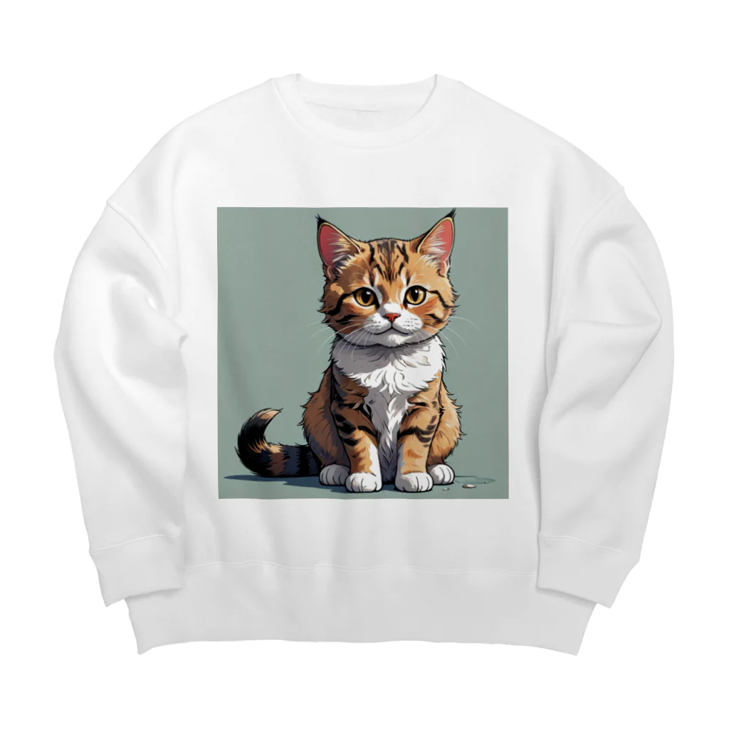 Taka Maker's のお座り子猫 Big Crew Neck Sweatshirt