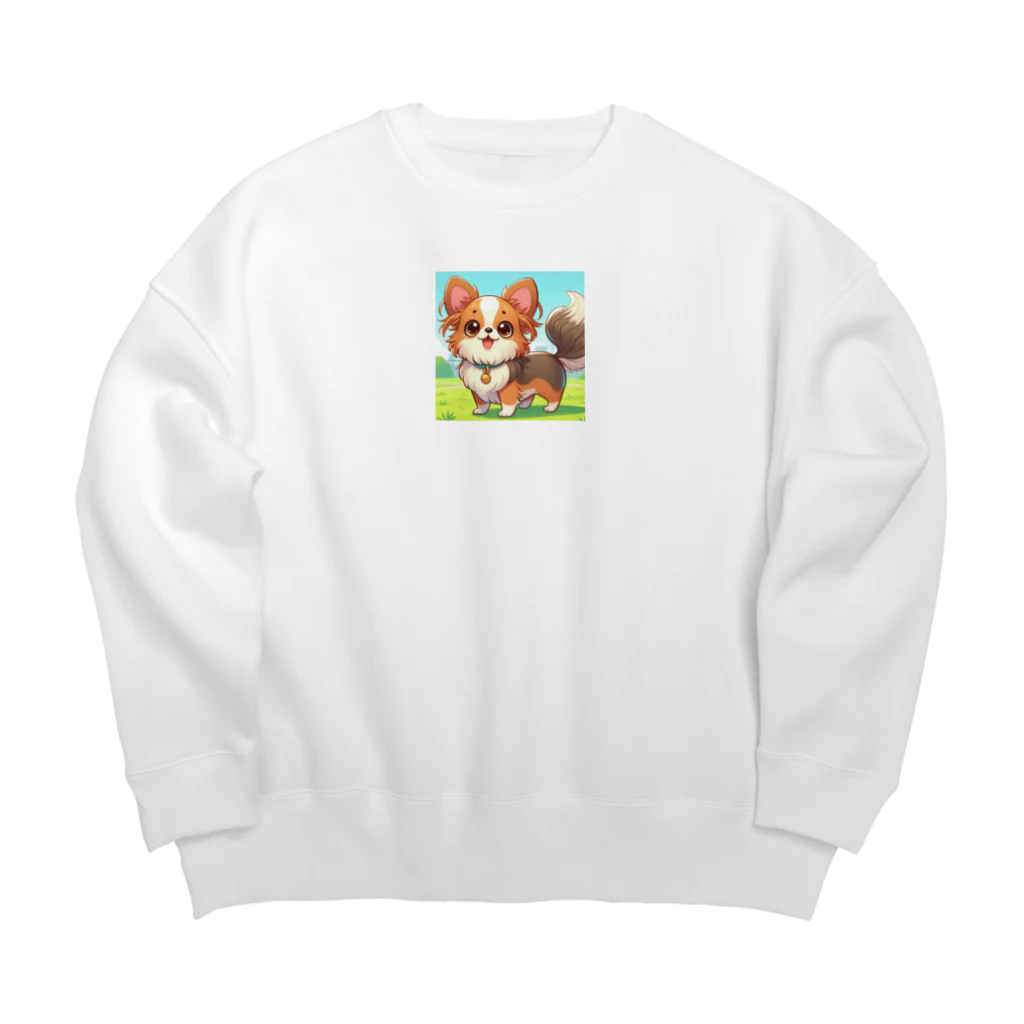 oz-chanの尻尾を振るロングコートチワワ_アニメ風1 Big Crew Neck Sweatshirt