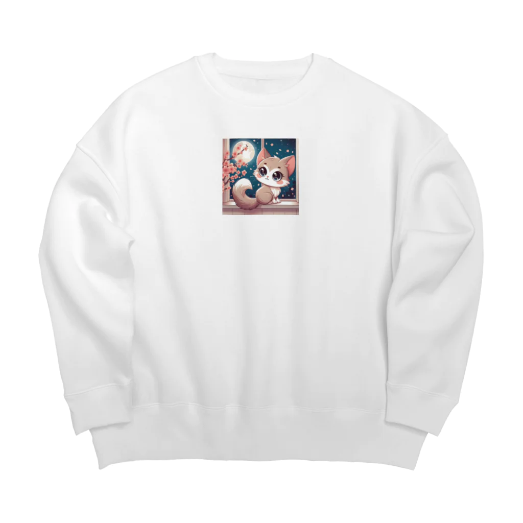 rinngの目が可愛い猫グッズ Big Crew Neck Sweatshirt