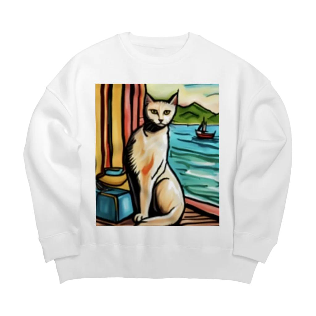 Ppit8のchaton blanc Big Crew Neck Sweatshirt