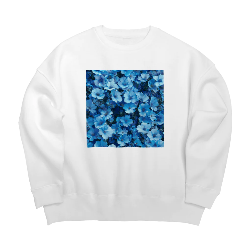 オンラインショップイエローリーフの水色小さな花 Big Crew Neck Sweatshirt