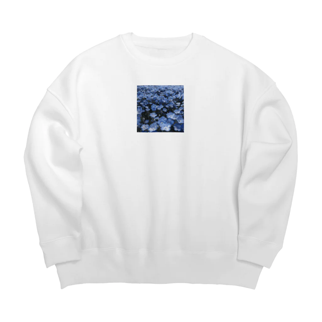 オンラインショップイエローリーフの水色の小さな花　ネモフィラ Big Crew Neck Sweatshirt