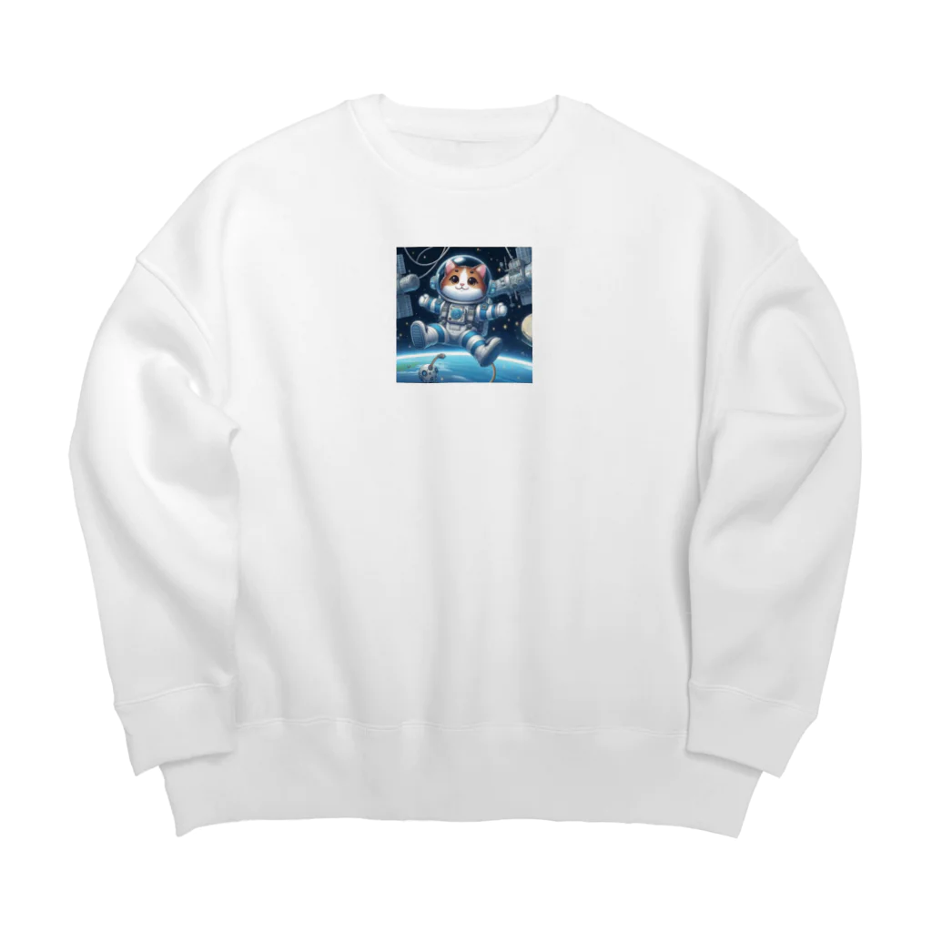 フルヤの宇宙で漂う宇宙飛行猫 Big Crew Neck Sweatshirt