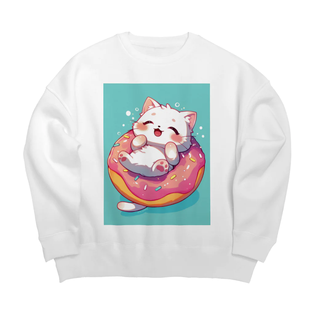 AQUAMETAVERSEの子猫ドーナツ浮輪楽む　　なでしこ1478 Big Crew Neck Sweatshirt