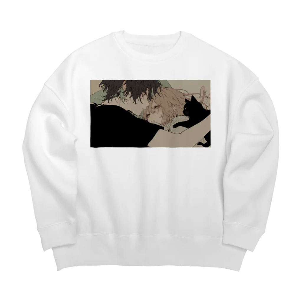 as -AIイラスト- のまだ寝てていいよ Big Crew Neck Sweatshirt