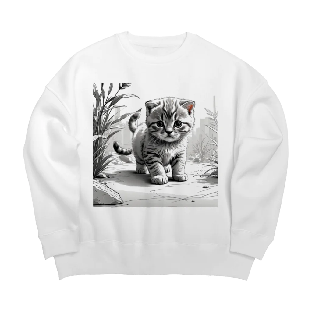 KONEKO_NEKOの子猫の散歩 Big Crew Neck Sweatshirt