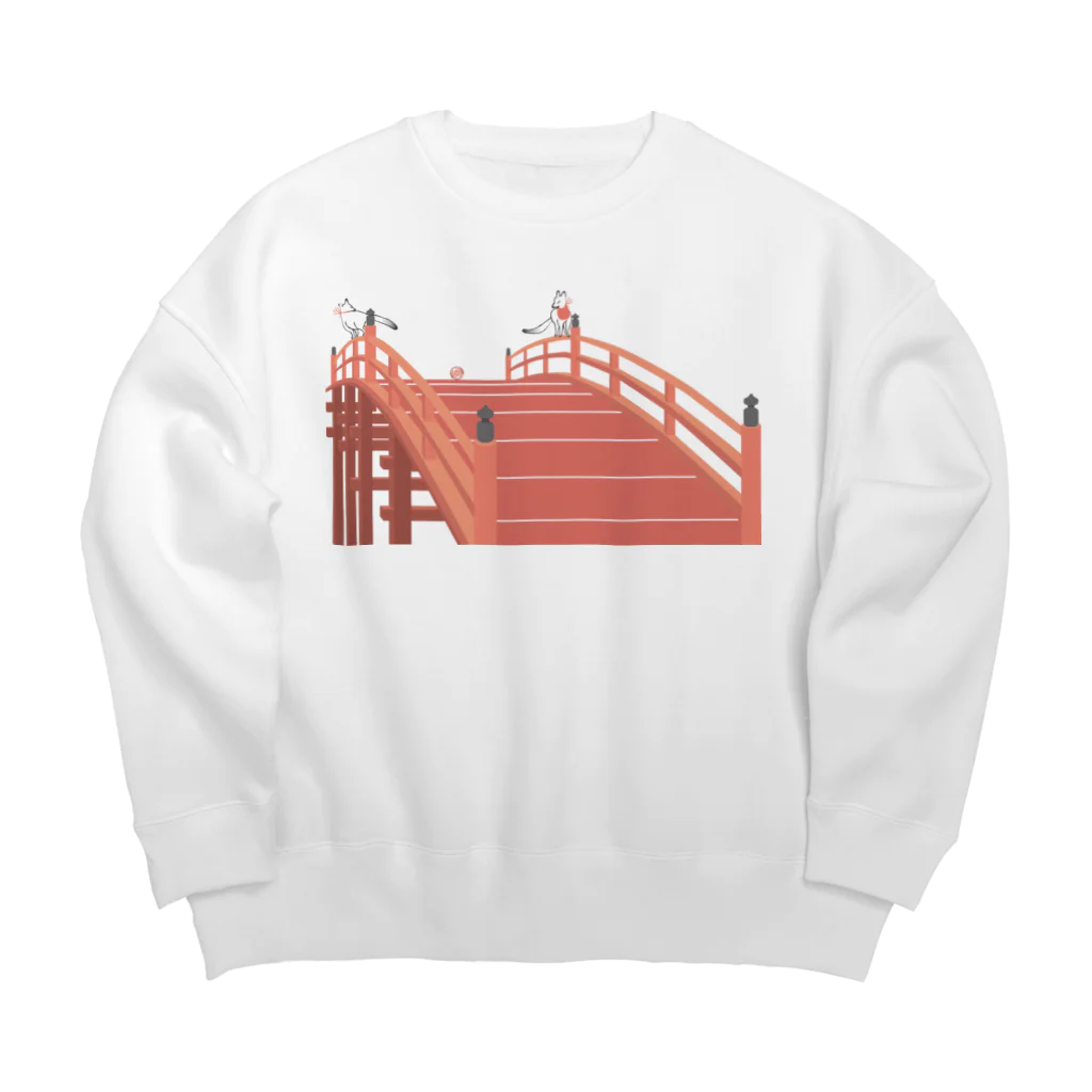 Amiの狐の手毬唄 太鼓橋と狛狐 Big Crew Neck Sweatshirt