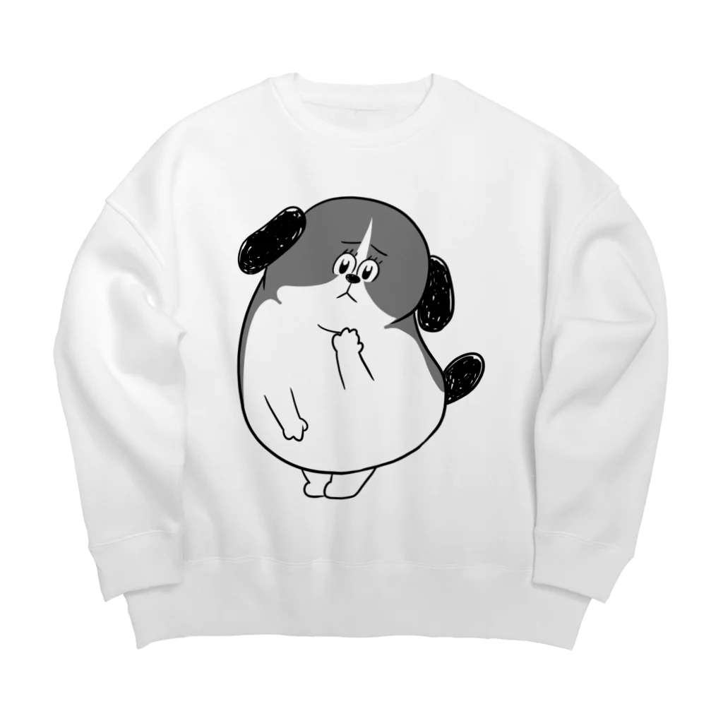 マツバラのもじゃまる心配　白黒 Big Crew Neck Sweatshirt