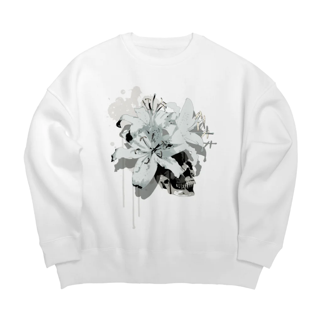 nanaqsaのLily Skull [White] Big Crew Neck Sweatshirt