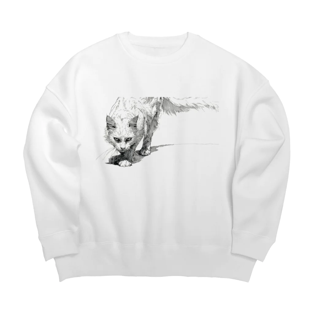 sperz shopの威嚇白猫 Big Crew Neck Sweatshirt